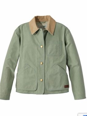NWOT LL Bean Lightweight Field Jacket Chore Coat Sage Green XXS Corduroy Collar